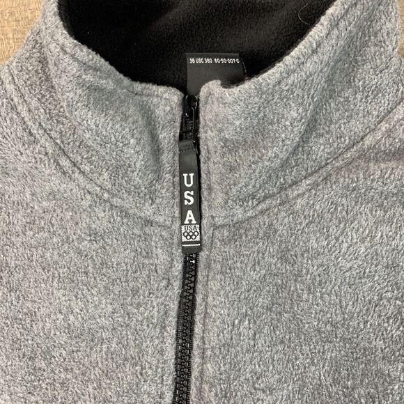 Mens USA Olympics JCPenney Fleece Jacket Size XL Mens Gray 1/2 Zip Pockets - Picture 3 of 11